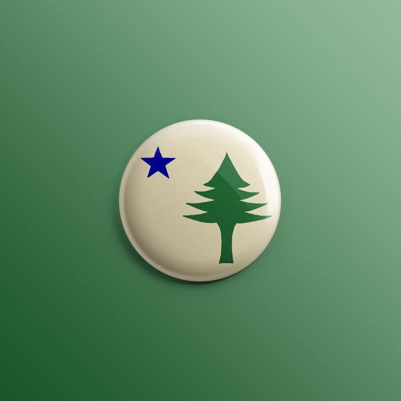 Quiet Tide Goods - Maine 1901 State Flag 1inch Pin - PMA Store at the Portland Museum of Art, Maine