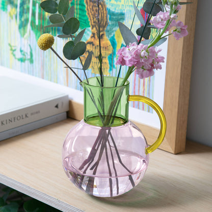 Block Design US - Pablo Glass Jug - Large: Pink Yellow Green