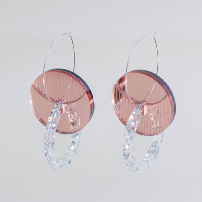 Primario Earrings - Reversible: Gold Mirror and Beige, translucent Olive - PMA Store at the Portland Museum of Art, Maine