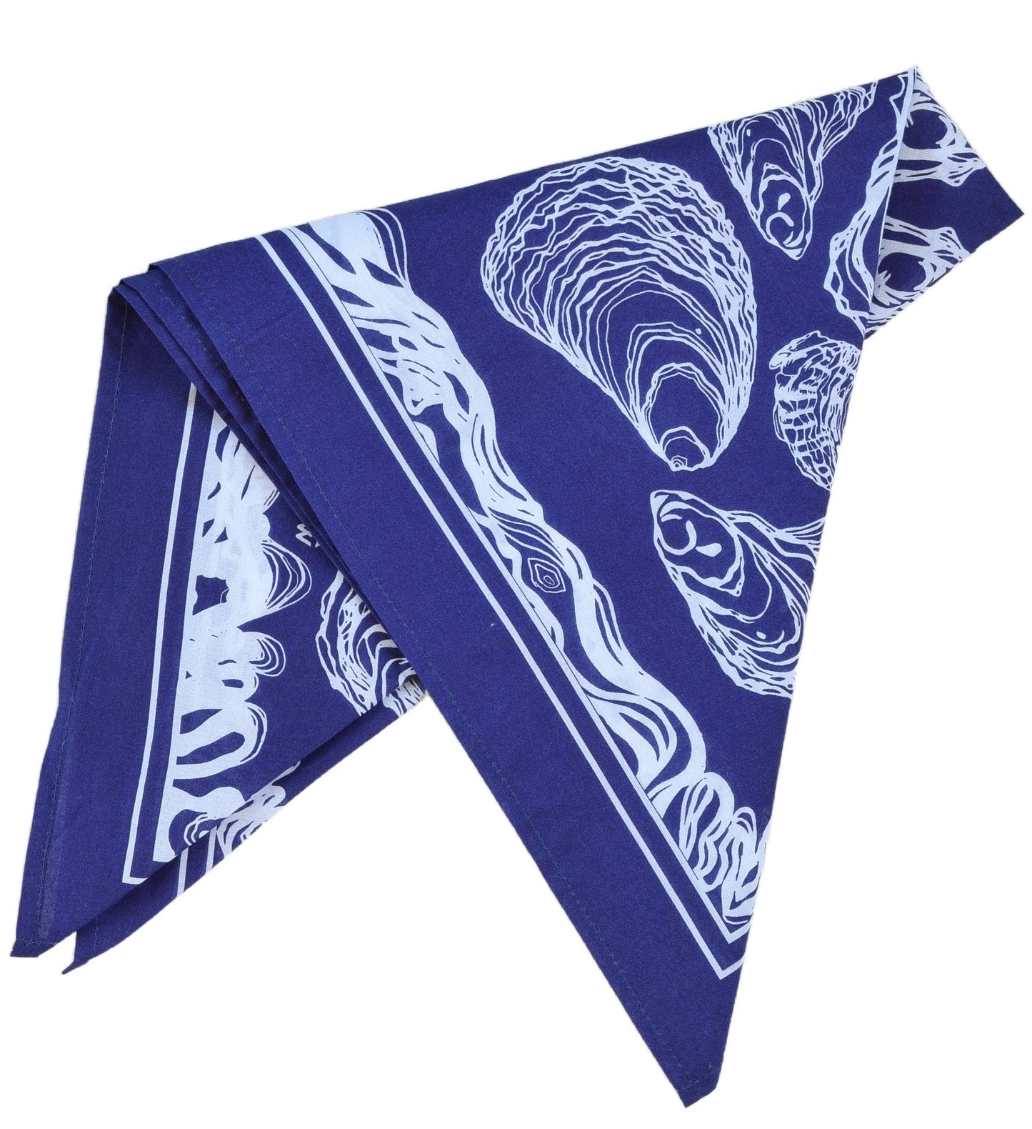 Hearth and Harrow - Oyster Bandana - 100% Cotton - Hand Printed - Royal Blue - PMA Store at the Portland Museum of Art, Maine