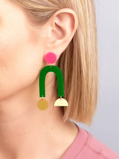 Combinist Goods - Collage Earrings: Hot Pink
