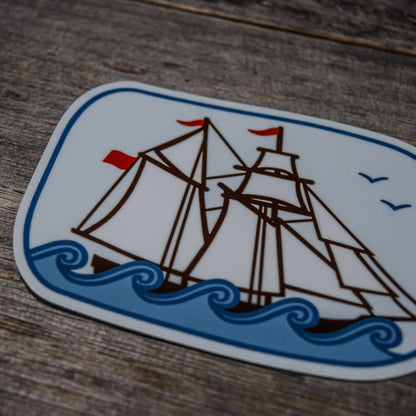 Quiet Tide Goods - Ship in a Bottle Vinyl Sticker - PMA Store at the Portland Museum of Art, Maine
