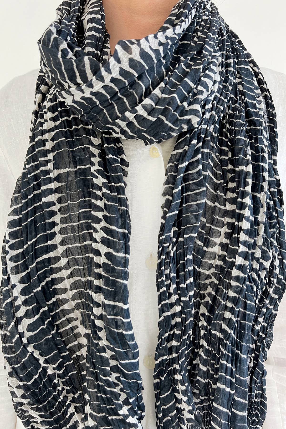See Design - Cotton Scarf: Sonnet Black/Khaki - PMA Store at the Portland Museum of Art, Maine