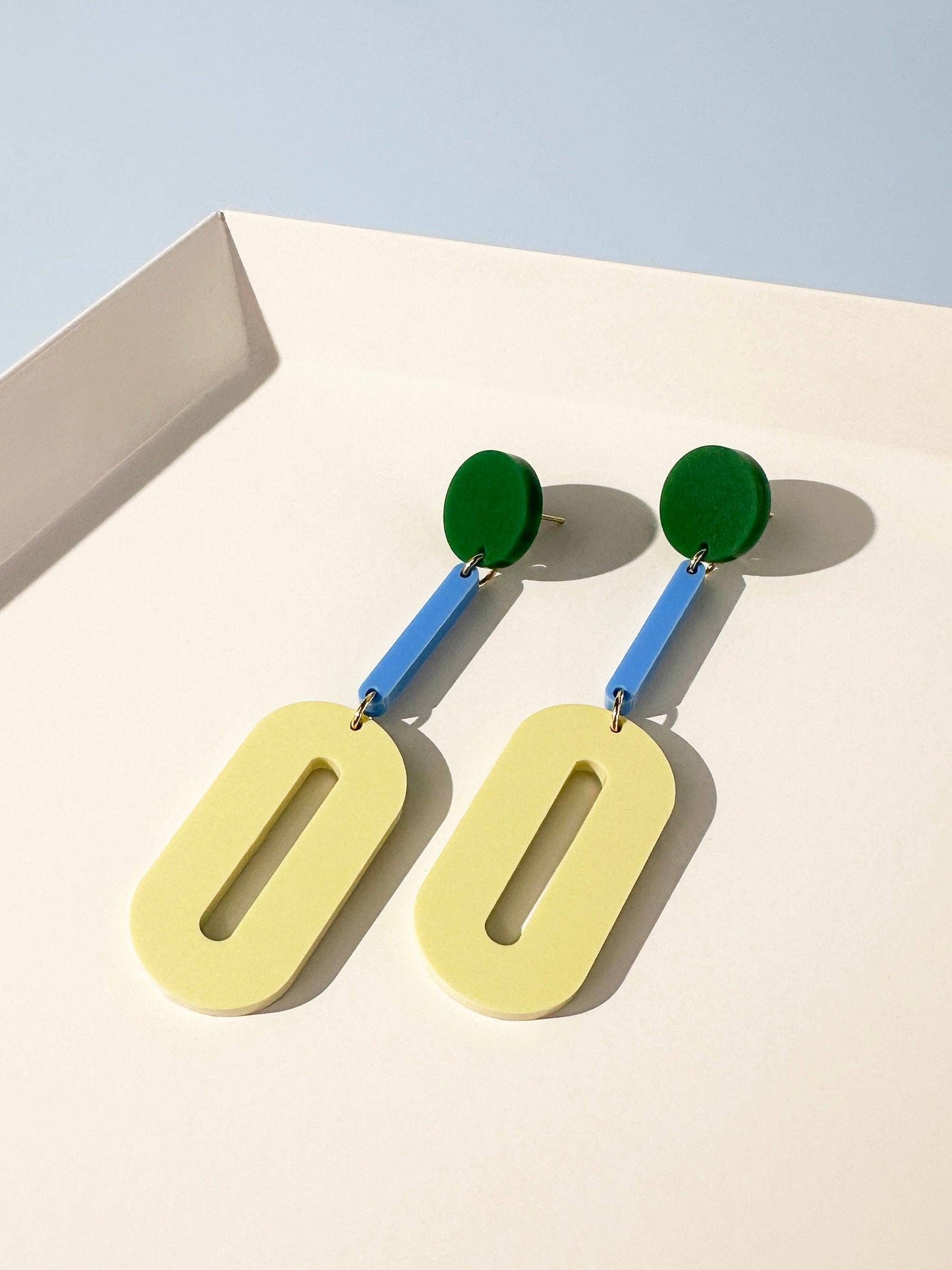 Combinist Goods - Oval Drop Earrings: Green | Blue | Yellow