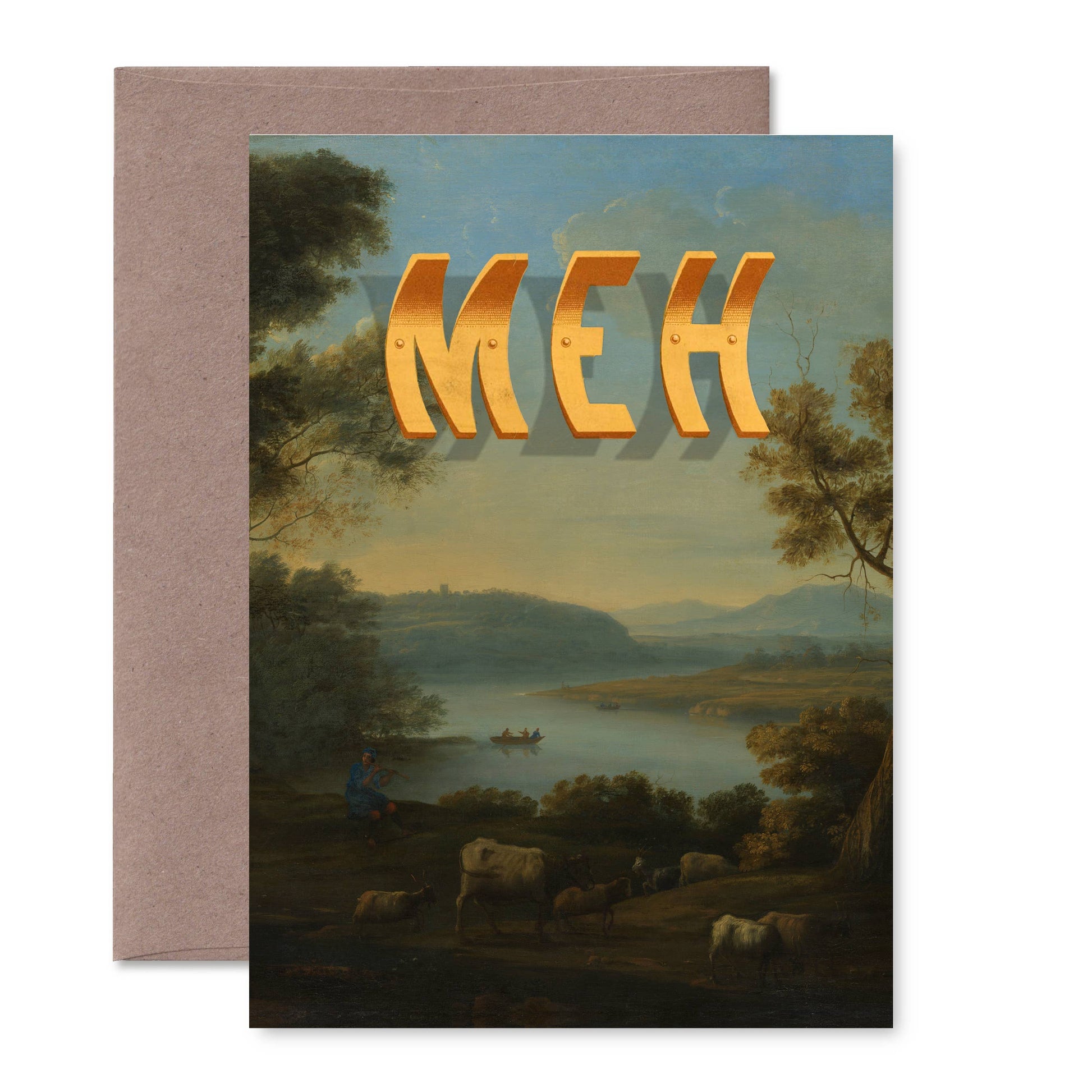 "Pastoral: MEH" A6 greeting card: Recycled white envelopes - PMA Store at the Portland Museum of Art, Maine
