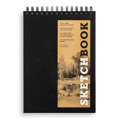 Hachette Book Group - Medium Sketchbook 10x7"- Basic Spiral Fliptop Landsc (Black): Spiral Bound