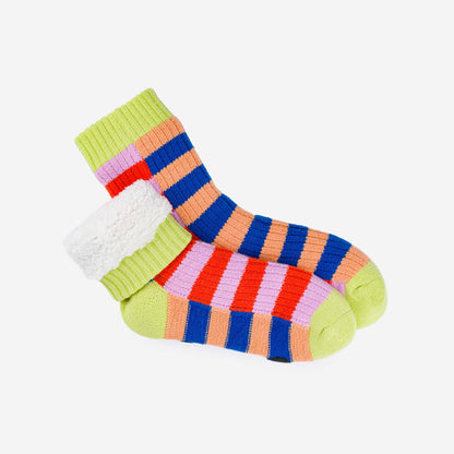Super Stripe Knit House Socks: Poppy Lilac / L/XL - W 9.5-12.5<br>M 8-11 - PMA Store at the Portland Museum of Art, Maine