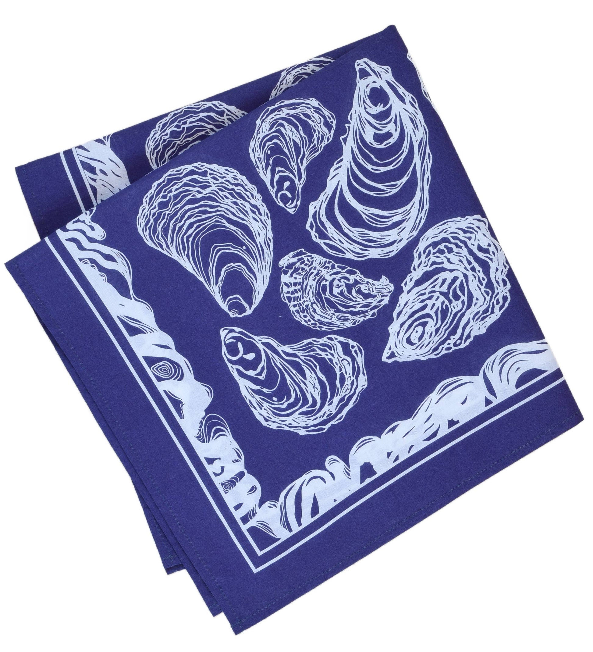 Hearth and Harrow - Oyster Bandana - 100% Cotton - Hand Printed - Royal Blue - PMA Store at the Portland Museum of Art, Maine
