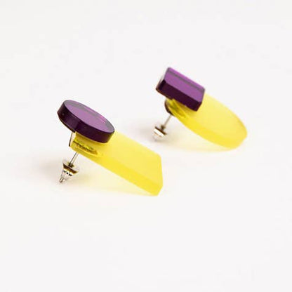 Pamela Coromoto - Glare Mini Earrings: Sky and Anthracite Mirror
