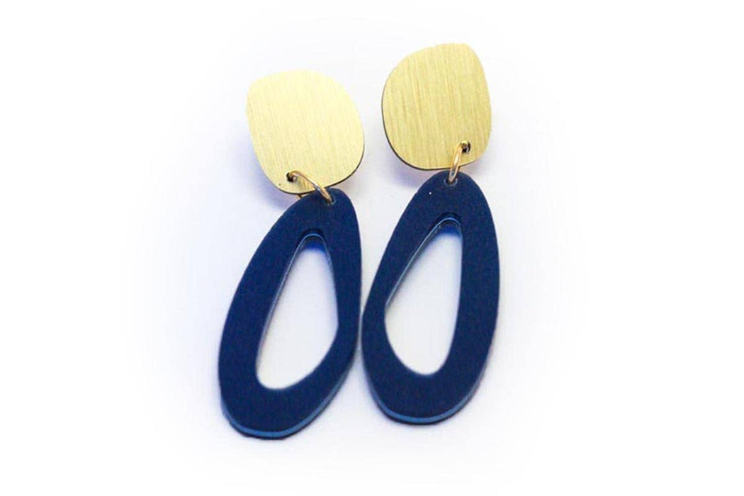 dconstruct - Ecoresin Earrings - Fluid Oval Drop: Lunar / Gold