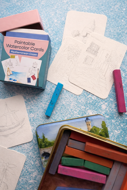 Cate Paper Co. - Paintable Watercolor Card Deck - Mediterranean Coast - PMA Store at the Portland Museum of Art, Maine