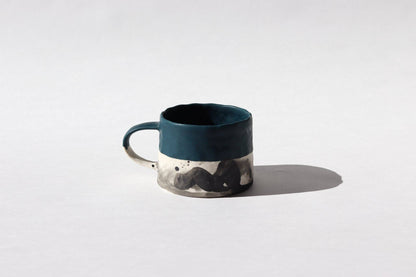 Elizabeth Benotti Ceramics - Pinched Splatter Mug: Deep ocean - PMA Store at the Portland Museum of Art, Maine
