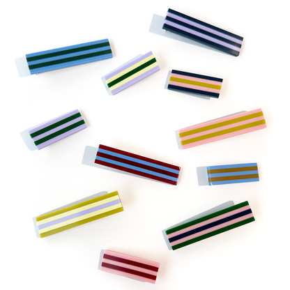 Combinist Goods - Striped Hair Clip | Large: Pastel Pink | Chartreuse