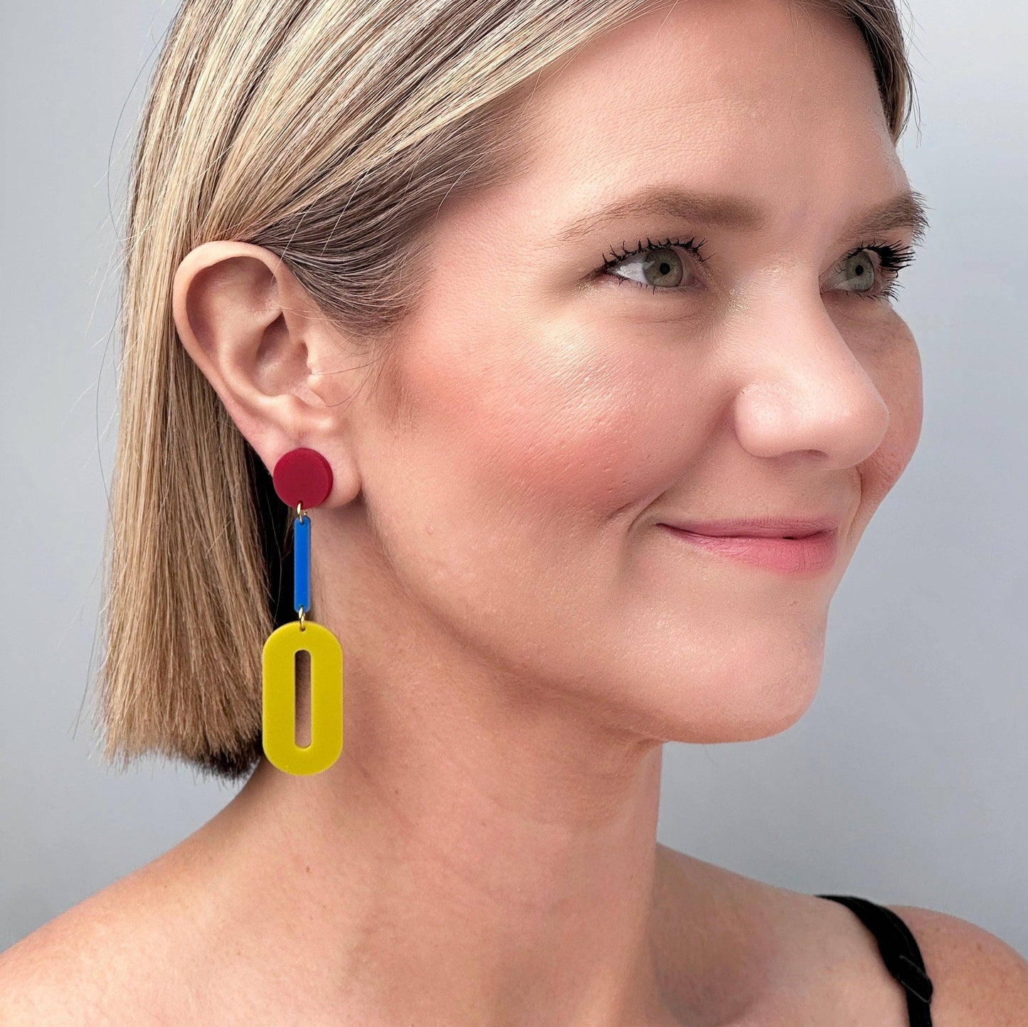 Combinist Goods - Oval Drop Earrings: Blue | Mango | Pink