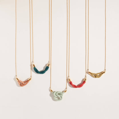 SASHA - Square Fiber + Chain Necklace: Clay Lyocell / 22"