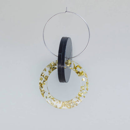 Primario Earrings - Reversible: Gold Mirror and Beige, translucent Olive - PMA Store at the Portland Museum of Art, Maine