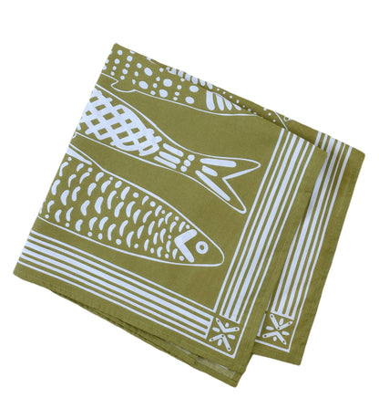 Hearth and Harrow - Sardine Bandana - 100% Cotton - Nautical Print - Hanky Ascot - PMA Store at the Portland Museum of Art, Maine
