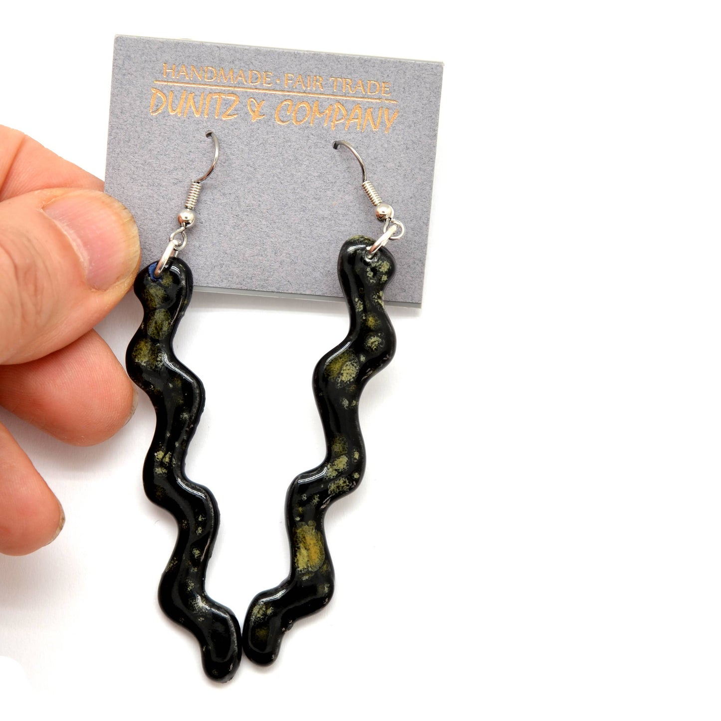 Dunitz & Company - Ceramic Squiggle Dangle Earrings - Curly Worm Shape