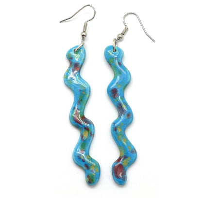 Dunitz & Company - Ceramic Squiggle Dangle Earrings - Curly Worm Shape