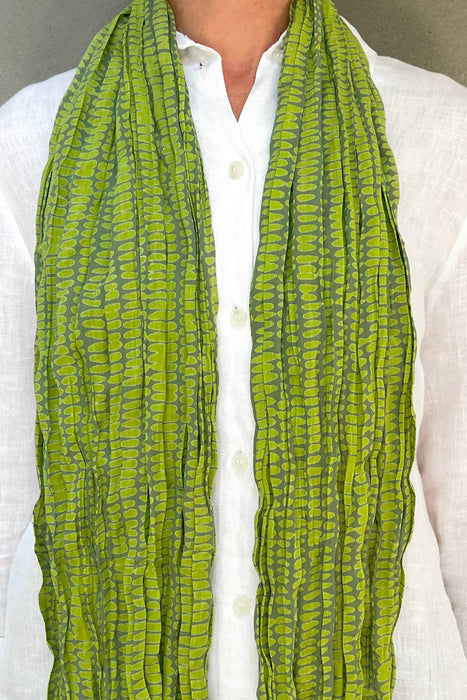 See Design - Cotton Scarf: Speck Green/Citrus