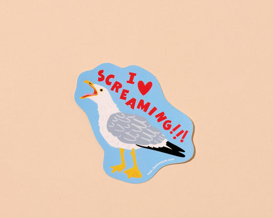 I Heart Screaming Seagull Vinyl Sticker - Made in USA - Ocean, Seaside - PMA Store at the Portland Museum of Art, Maine