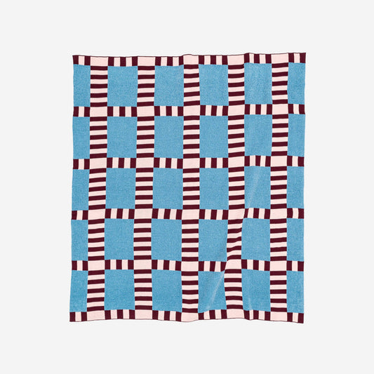 VERLOOP | knits - Tile Patch Chenille Throw: Stone Blue - PMA Store at the Portland Museum of Art, Maine