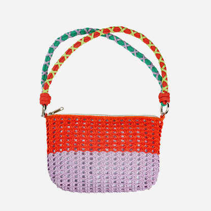 Colorblock Raffia Zip Bag: Golden Olive Cobalt - PMA Store at the Portland Museum of Art, Maine