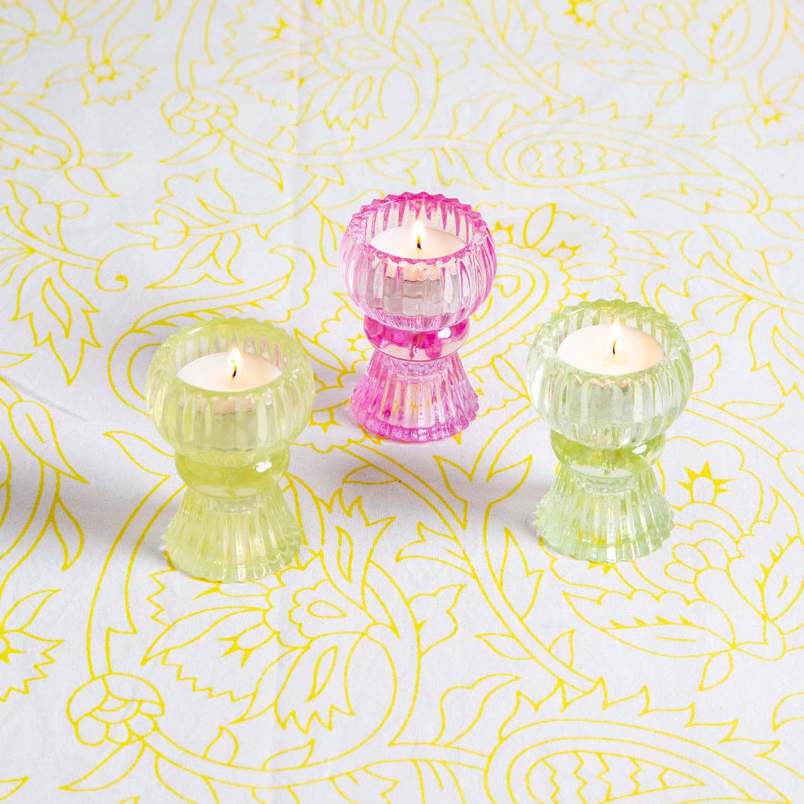 Talking Tables USA - Home, Birthday, Games & Seasonal Decor - Yellow Glass Candle Holder - Small | Summer Gifts |