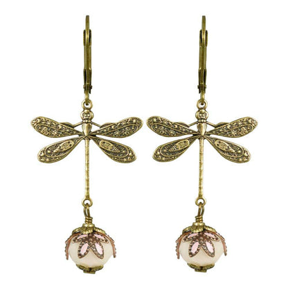 NoMonet - Fairyland: Dragonfly Daze Earrings Artisan Painted Filigree : Gold And Green - PMA Store at the Portland Museum of Art, Maine