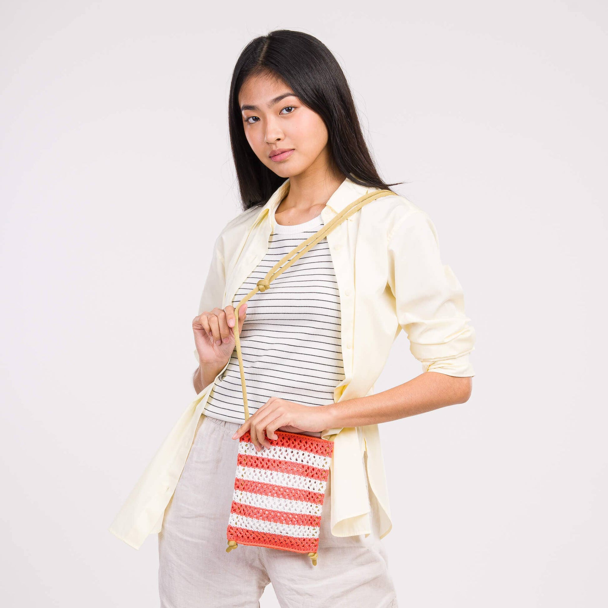 Stripe Raffia Phone Sling: Poppy - PMA Store at the Portland Museum of Art, Maine
