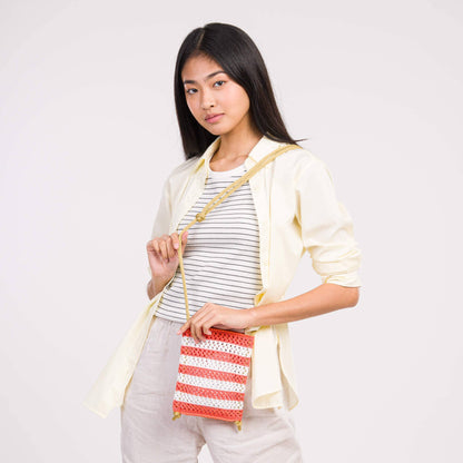 Stripe Raffia Phone Sling: Poppy - PMA Store at the Portland Museum of Art, Maine