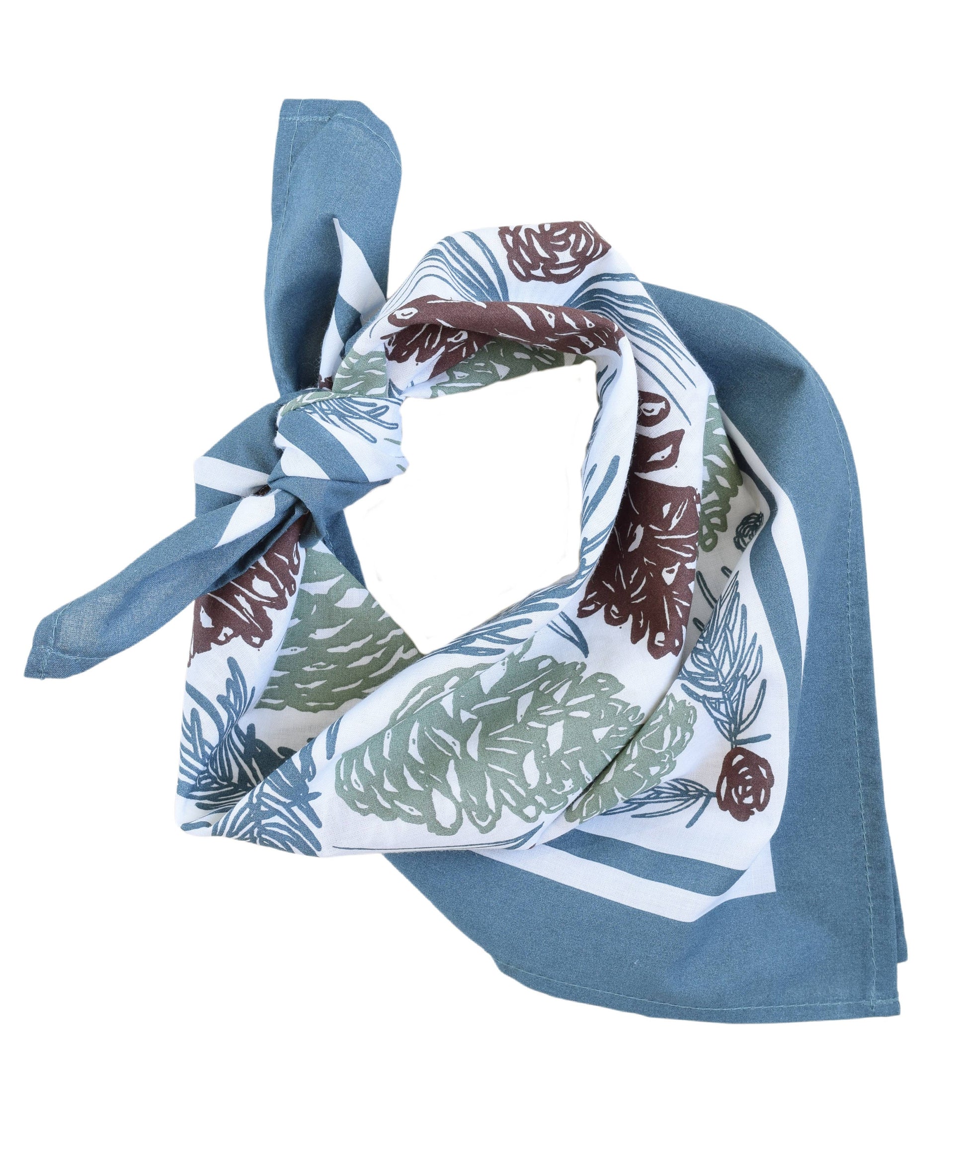 Hearth and Harrow - Pine Cone Bandana - 100% Cotton - Woodland - Soft Green - PMA Store at the Portland Museum of Art, Maine