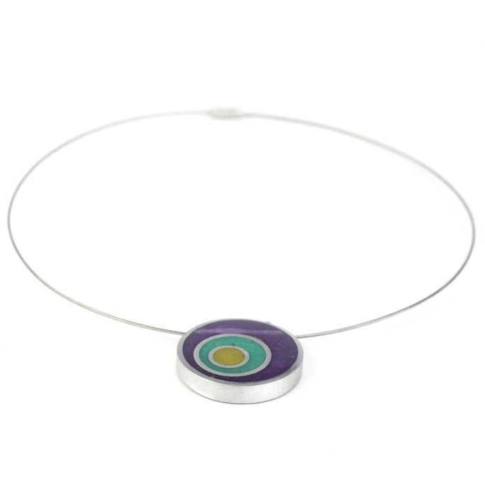 Resinique triple circle necklace - Purple, seafoam and yellow