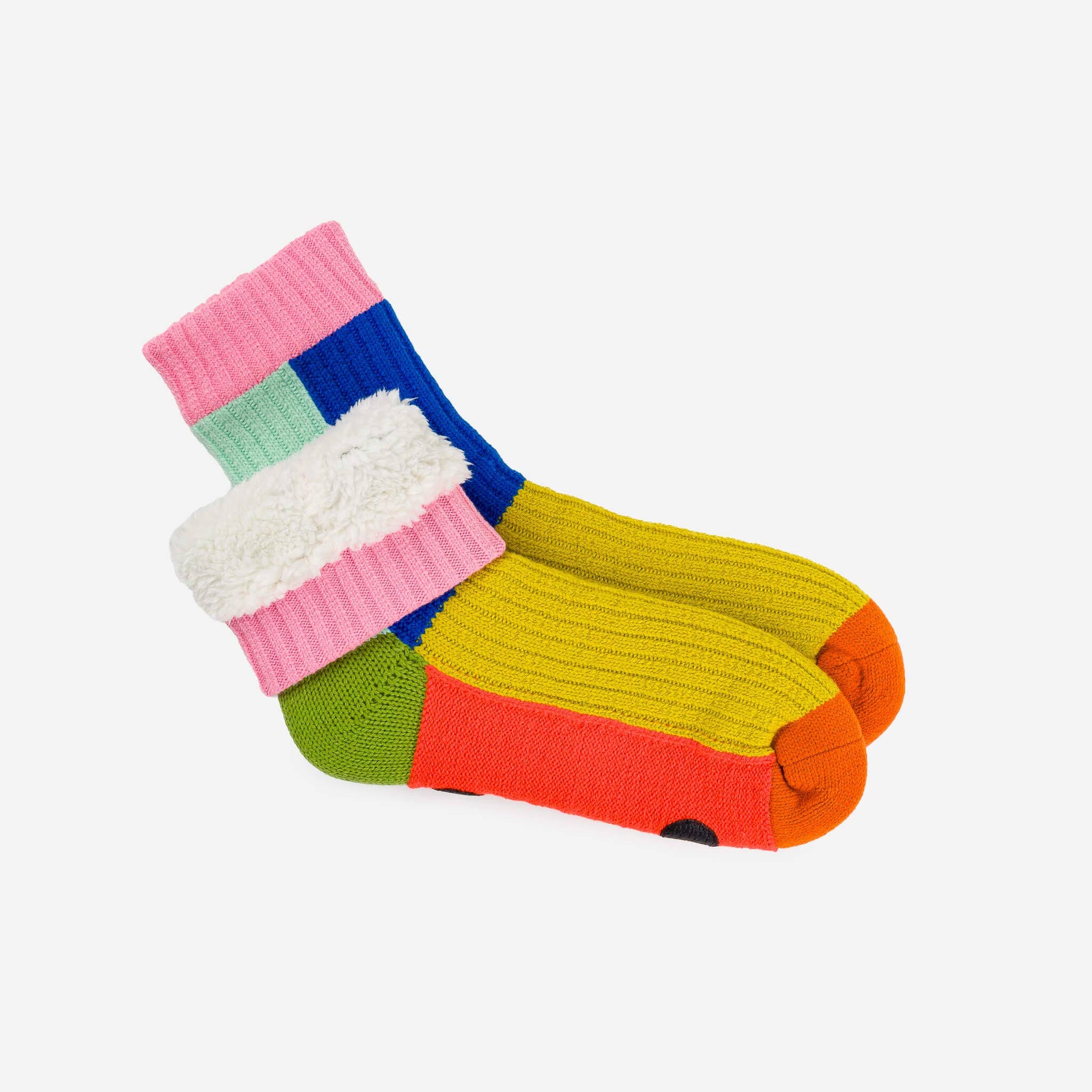 Kaleidoscope Knit House Socks: Olive Cobalt / S/M - W 6-9<br>M 5-7.5 - PMA Store at the Portland Museum of Art, Maine