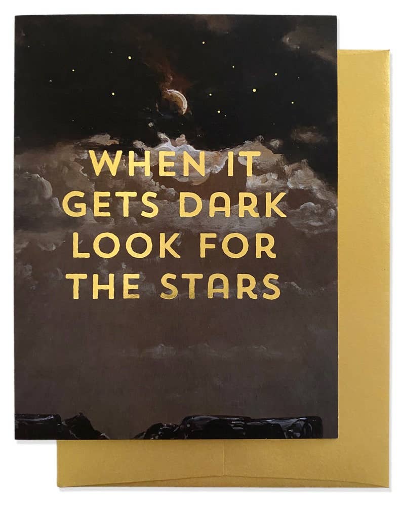 Billet Doux Cards - DARK STARS Greeting Card - Gold Foil