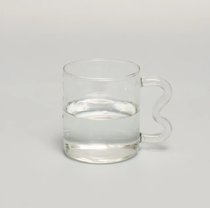 IVORE.GROUP (We cover All Import duty) - Colorful Ear Glass Mug: Amber with Pink Handle - PMA Store at the Portland Museum of Art, Maine
