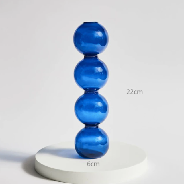 Bubble Shape Glass Vase: Blue / Short 3 Balls - PMA Store at the Portland Museum of Art, Maine