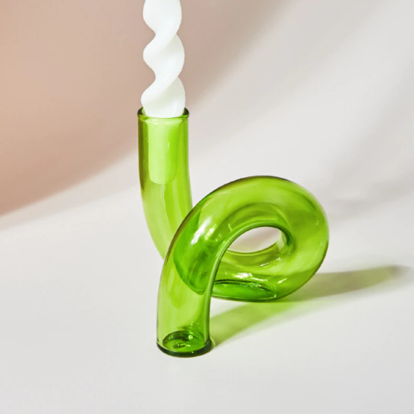 Twist Glass Candlestick Holder / Flower Vase: Blue - PMA Store at the Portland Museum of Art, Maine