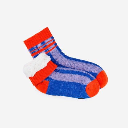 Plaid Stripe House Socks: Pink Red / S/M - W 6-9<br>M 5-7.5 - PMA Store at the Portland Museum of Art, Maine
