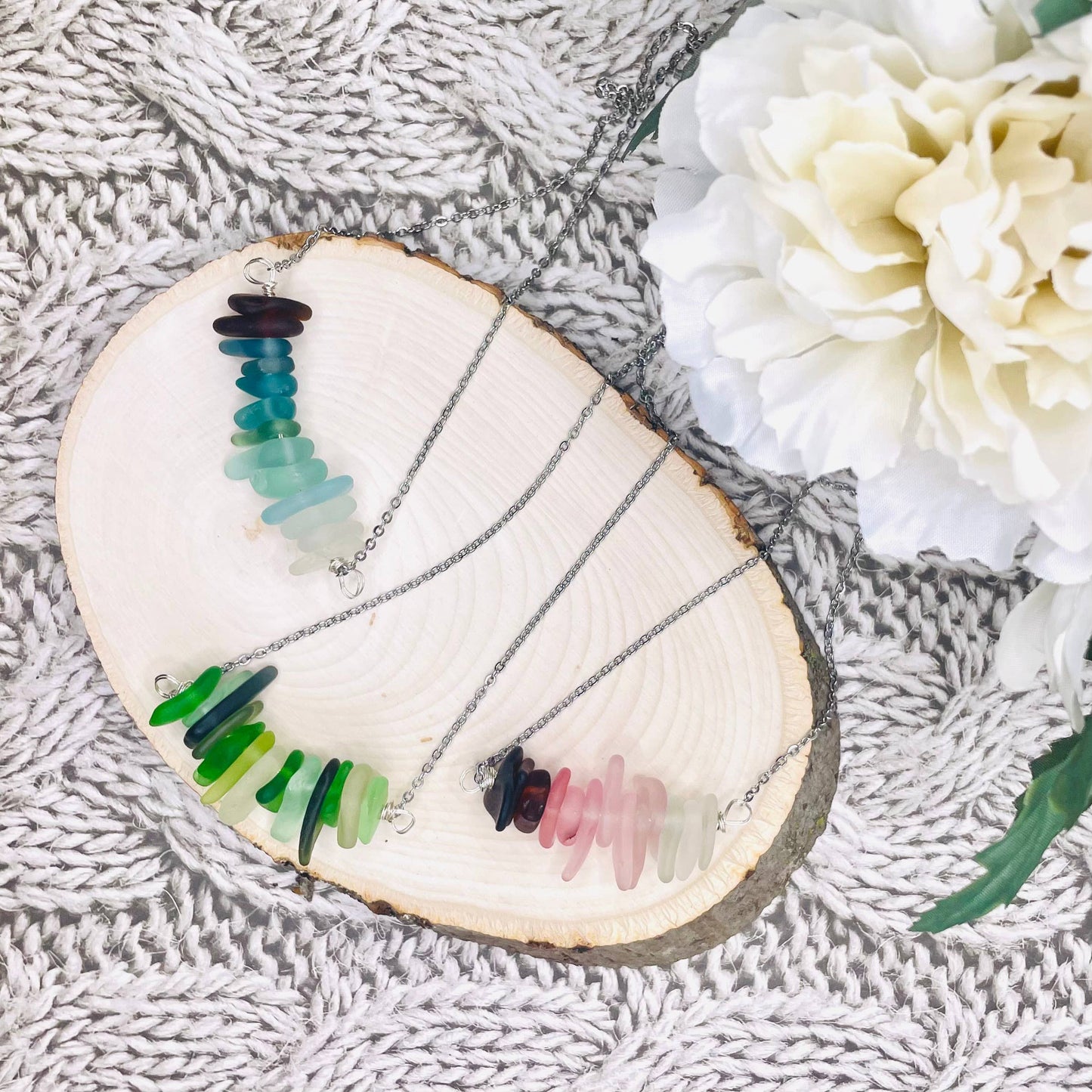 Cyn Elizabeth Studios - The Sea Bar- Sea Glass Statement Necklace: Uncarded (arrives separated in ziplock bags) - PMA Store at the Portland Museum of Art, Maine