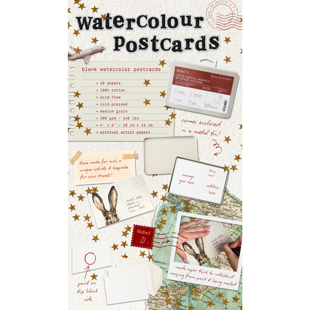 Nobel Arts - Blank Watercolor Postcards (30 Sheets)