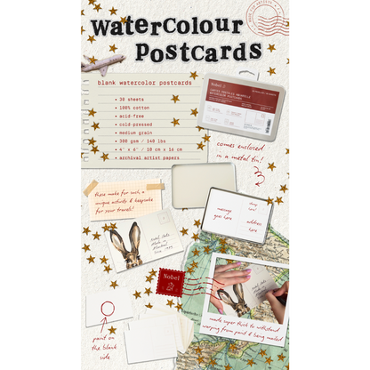 Nobel Arts - Blank Watercolor Postcards (30 Sheets)