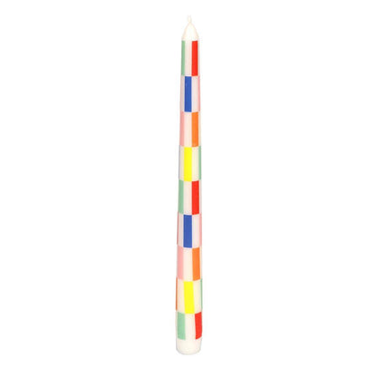 Talking Tables USA - Multi Colored Check Taper Dinner Candles | 2 Pack | Summer | - PMA Store at the Portland Museum of Art, Maine