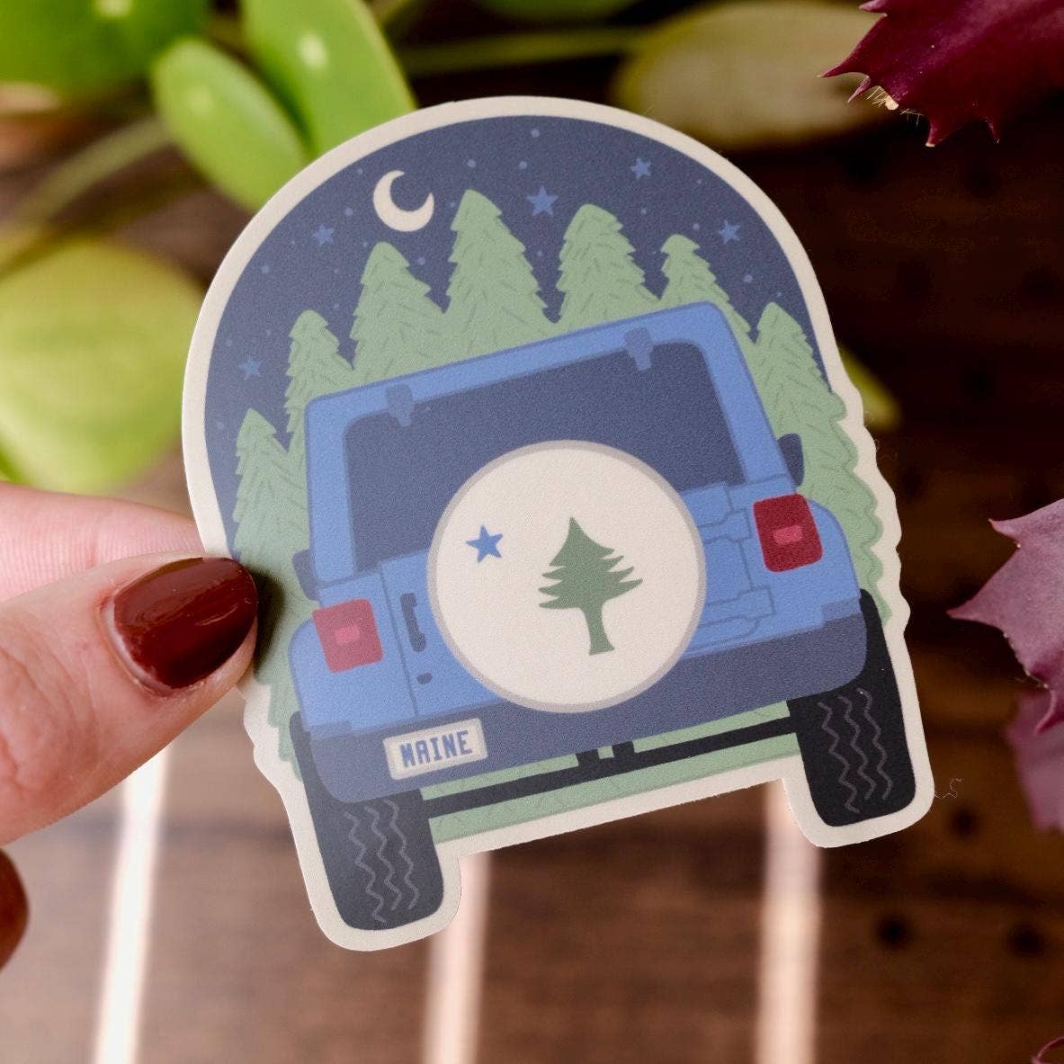Stuck on Maine - Maine Flag Jeep Sticker: Waterproof Vinyl, Original Design - PMA Store at the Portland Museum of Art, Maine
