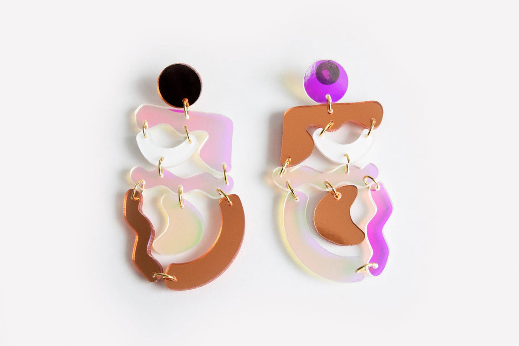 Ecoresin Squiggle Mania Earrings: Nude Solar - PMA Store at the Portland Museum of Art, Maine