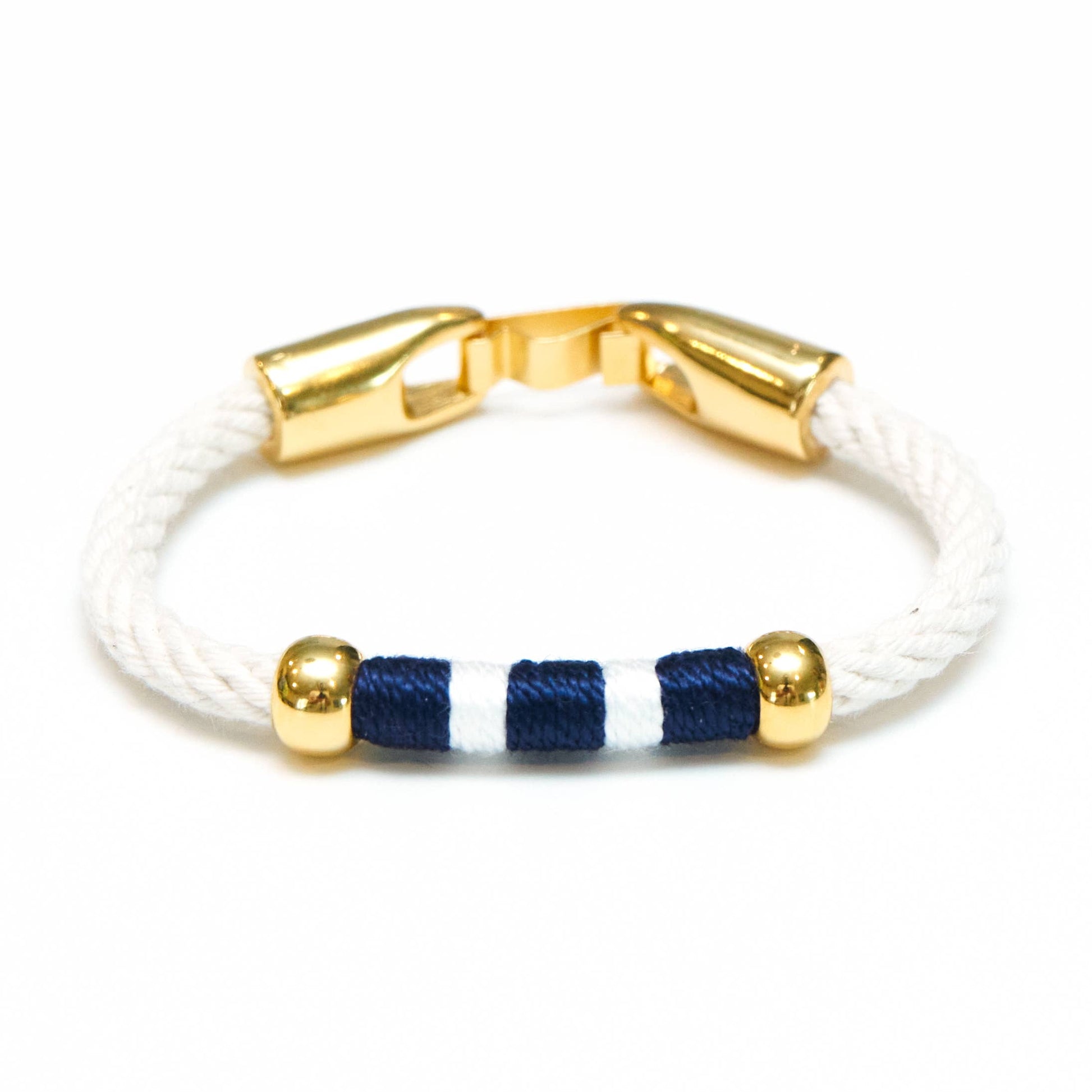Allison Cole Jewelry - Liberty - Ivory/Navy/White/Gold - Nautical Rope Bracelet: M - PMA Store at the Portland Museum of Art, Maine