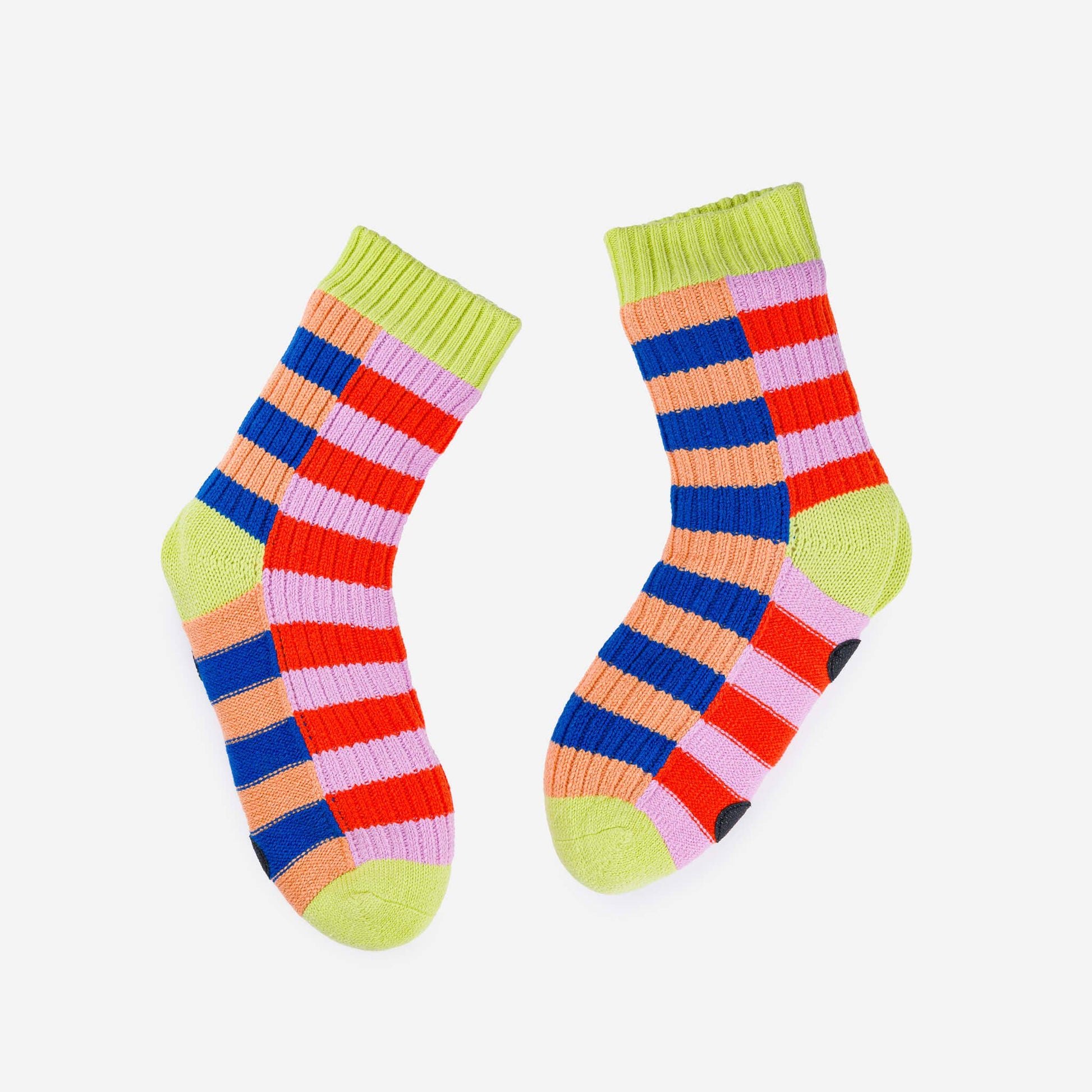 Super Stripe Knit House Socks: Poppy Lilac / L/XL - W 9.5-12.5<br>M 8-11 - PMA Store at the Portland Museum of Art, Maine