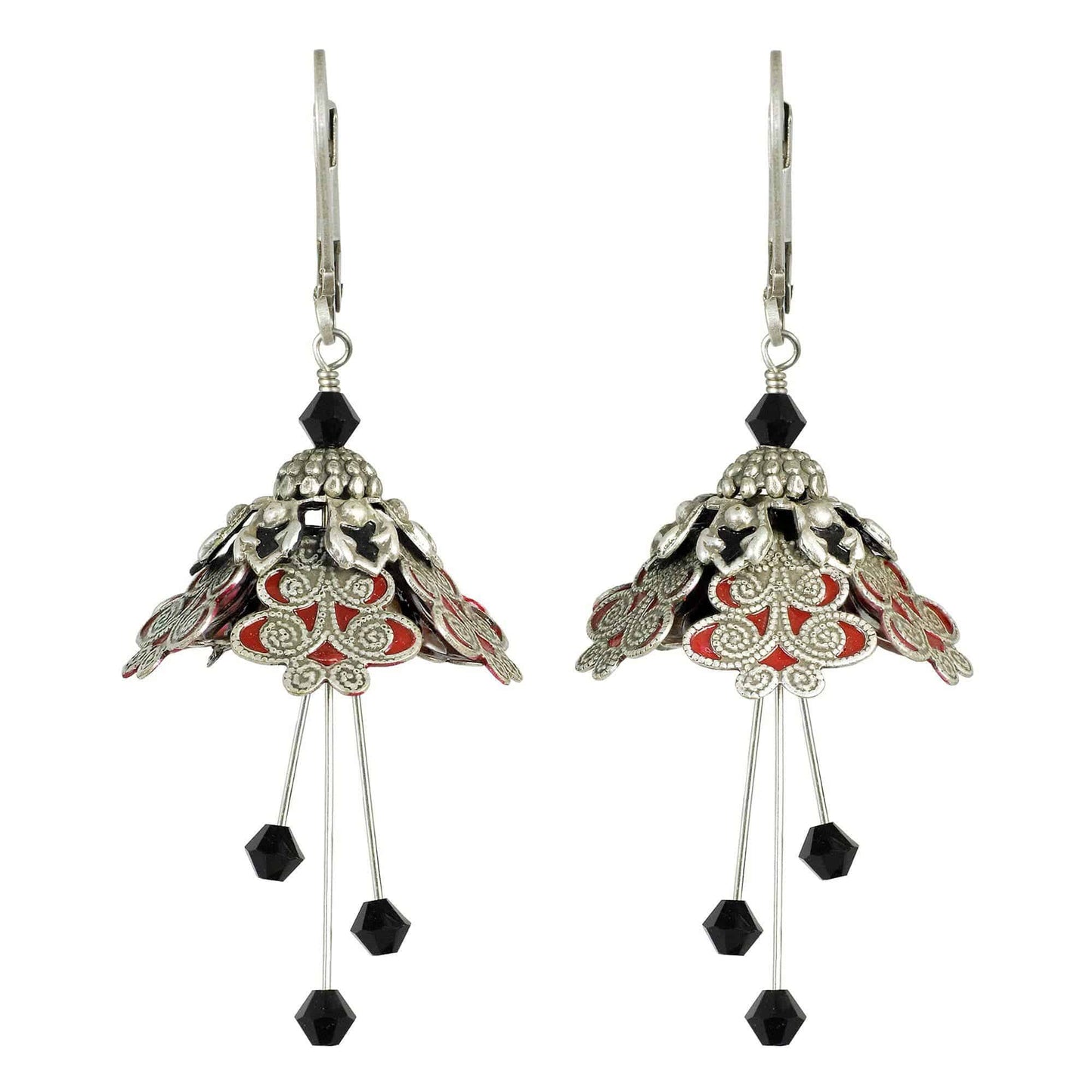 NoMonet - Flower Fairy: Painted Intricate Swirl Earrings w Crystals: Gold/Baby Blue/Plum - PMA Store at the Portland Museum of Art, Maine