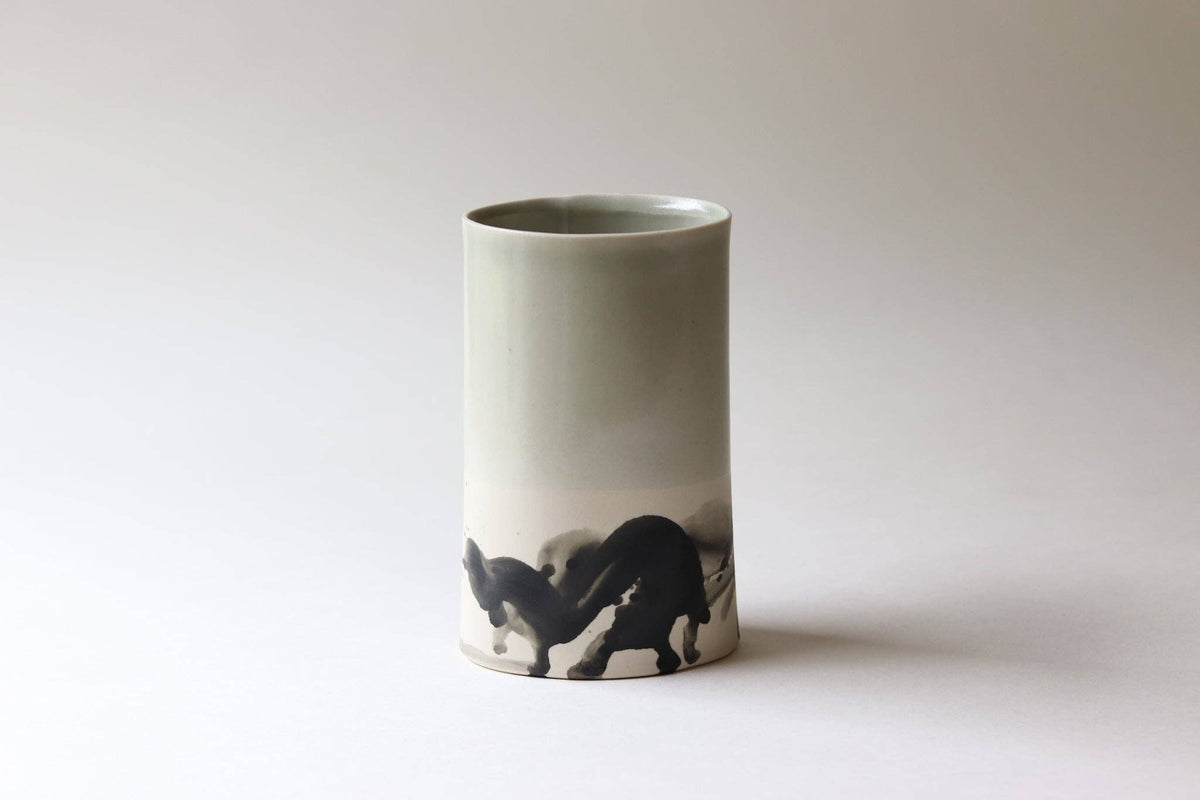 Elizabeth Benotti Ceramics - Splatter Oval Vase: Daybreak - PMA Store at the Portland Museum of Art, Maine