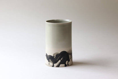 Elizabeth Benotti Ceramics - Splatter Oval Vase: Deep ocean - PMA Store at the Portland Museum of Art, Maine